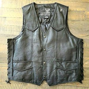 USA Bikers Dream Apparel Black Leather Womens Motorcycle Vest XXL Lady Biker
